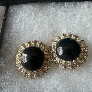 St John Elegant Black and Gold Vintage Earrings